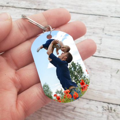 Personalisierbares Foto & Name Papa Faust Schlüsselanhänger-Geschenk für Vater