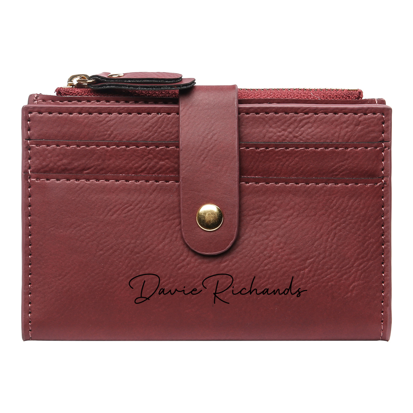 Damen Personalisierter Text & Name & Geburtsblume PU Leder Geldbörse