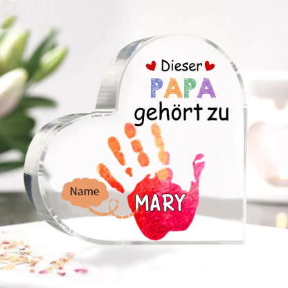 Personalisierter 1 Name Acryl-Deko Dieser Papa gehört zu Schreibtischdekoration für Vater