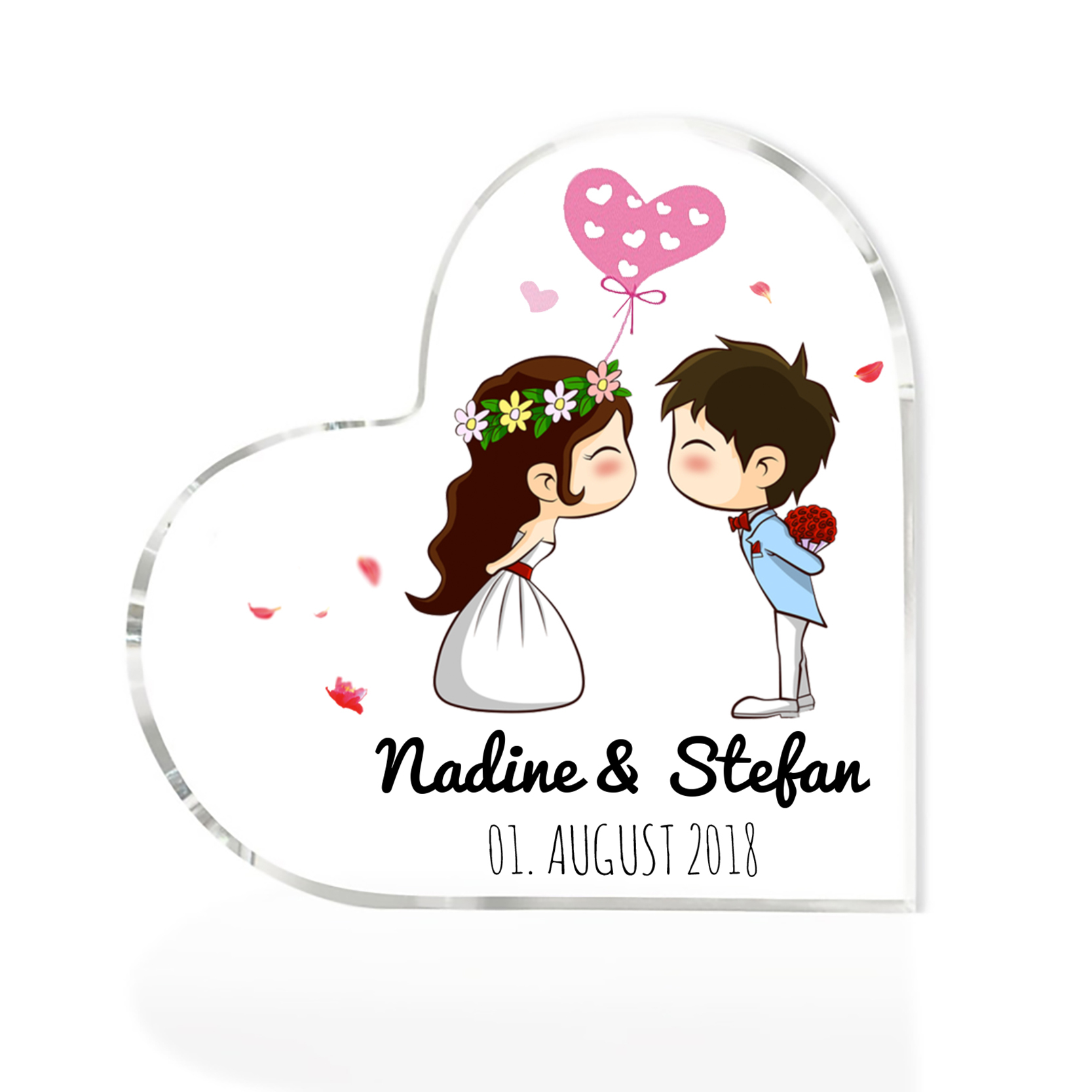 Personalisierte 2 Texte Acryl-Deko Schreibtischdekoration Hochzeitstag Geschenk für Paar