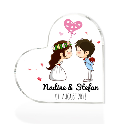 Personalisierte 2 Texte Acryl-Deko Schreibtischdekoration Hochzeitstag Geschenk für Paar