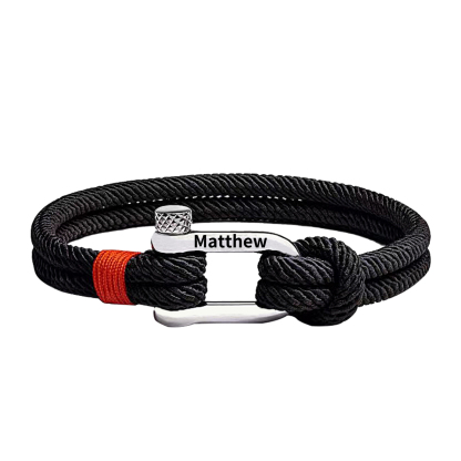 Personalisierter 1 Name Edelstahl Hufeisenschnalle Handseil Armband