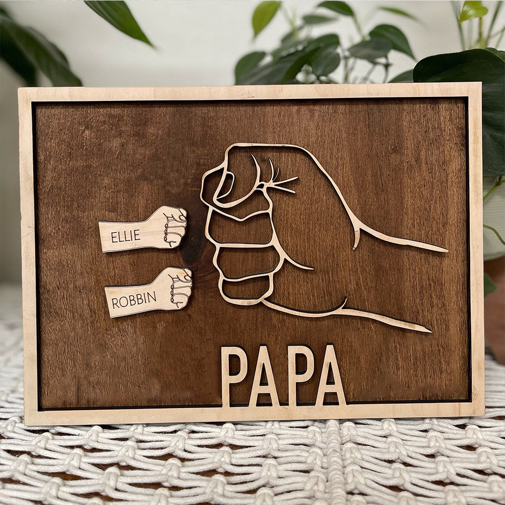 Personalisierter 2 Namen Papa Holzrahmen - für Vater