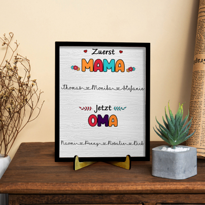Holz Deko-Personalisierbare 1-10 Namen Ornament -Zuerst Mama jetzt Oma- Holzdekoration für Mutter