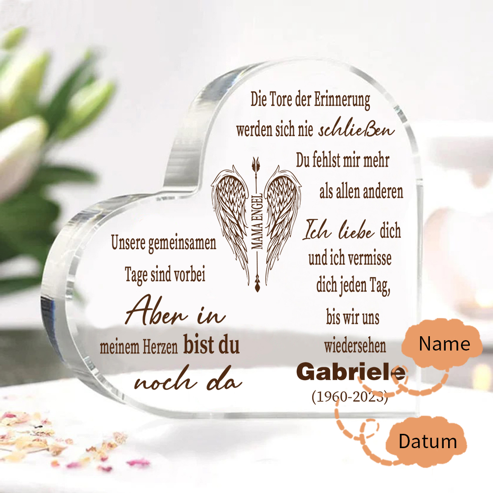 Personalisierter Name & Jahr Acryl-Deko-Ich liebe dich und ich vermisse dich jeden Tag-Trauer Schreibtischdekoration