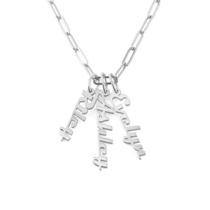 925 Sterling Silber Kettenglied Namen Halskette mit 3 Namen
