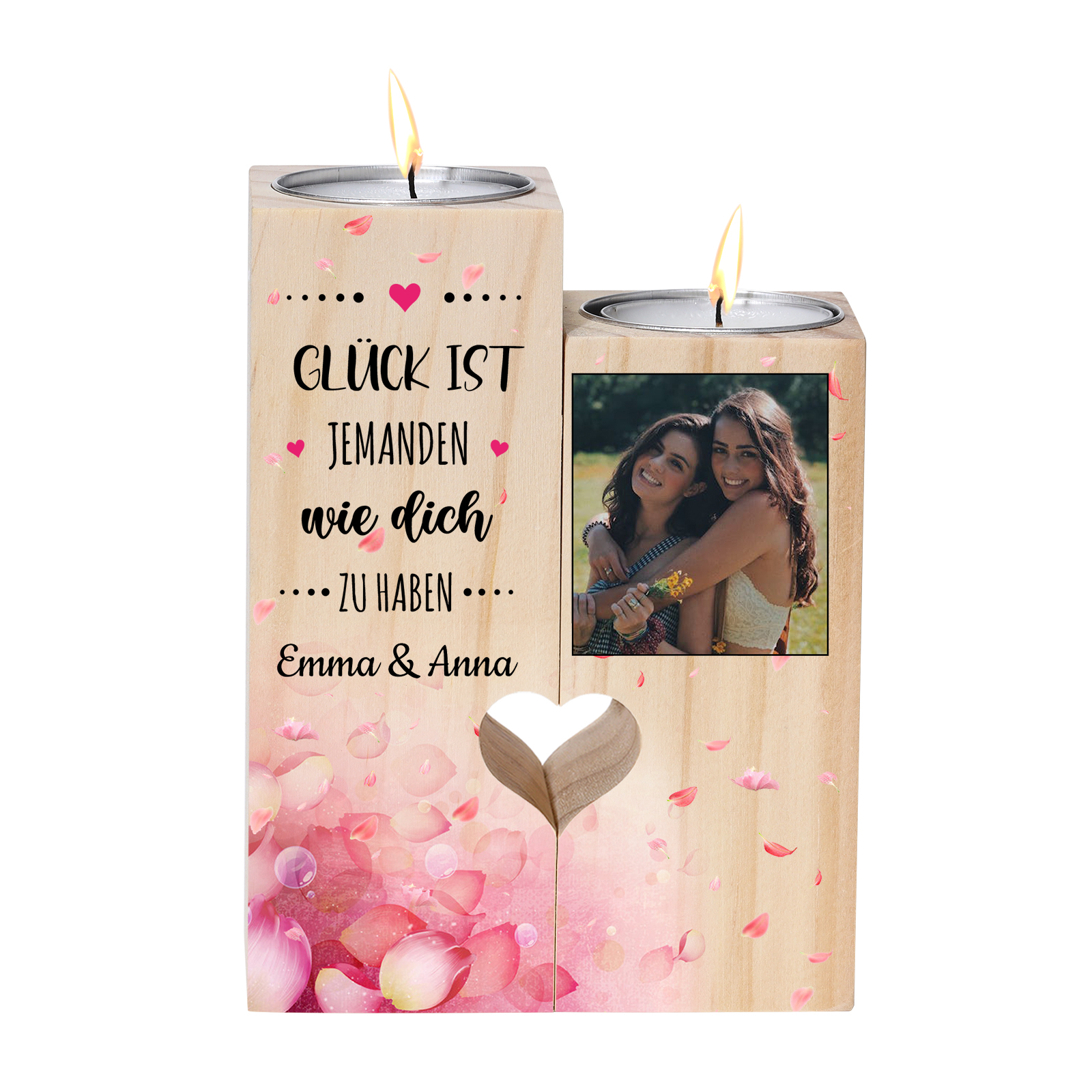 Personalisierbarer Foto & Text an Beste Freundin Kerzenhalter " Glück ist jemanden wie dich zu haben “