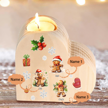 Personalisierte 3 Namen Lebkuchenmann Familie Herzform Weihnachten Kerzenhalter