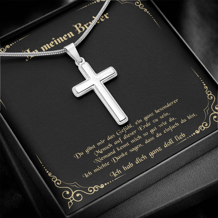 925 Sterling Silber Kreuz Halskette-An Meinen Bruder-Geschenk mit Nachrichtenkart