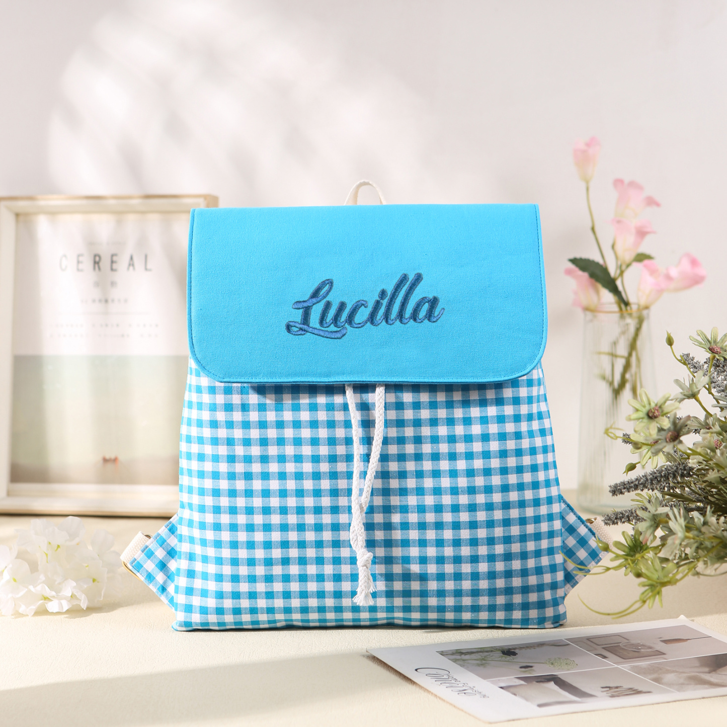 Personalisierter Rucksack mit individuellem Namensstickerei, buntes Geschenk für Kinder, Schulanfang