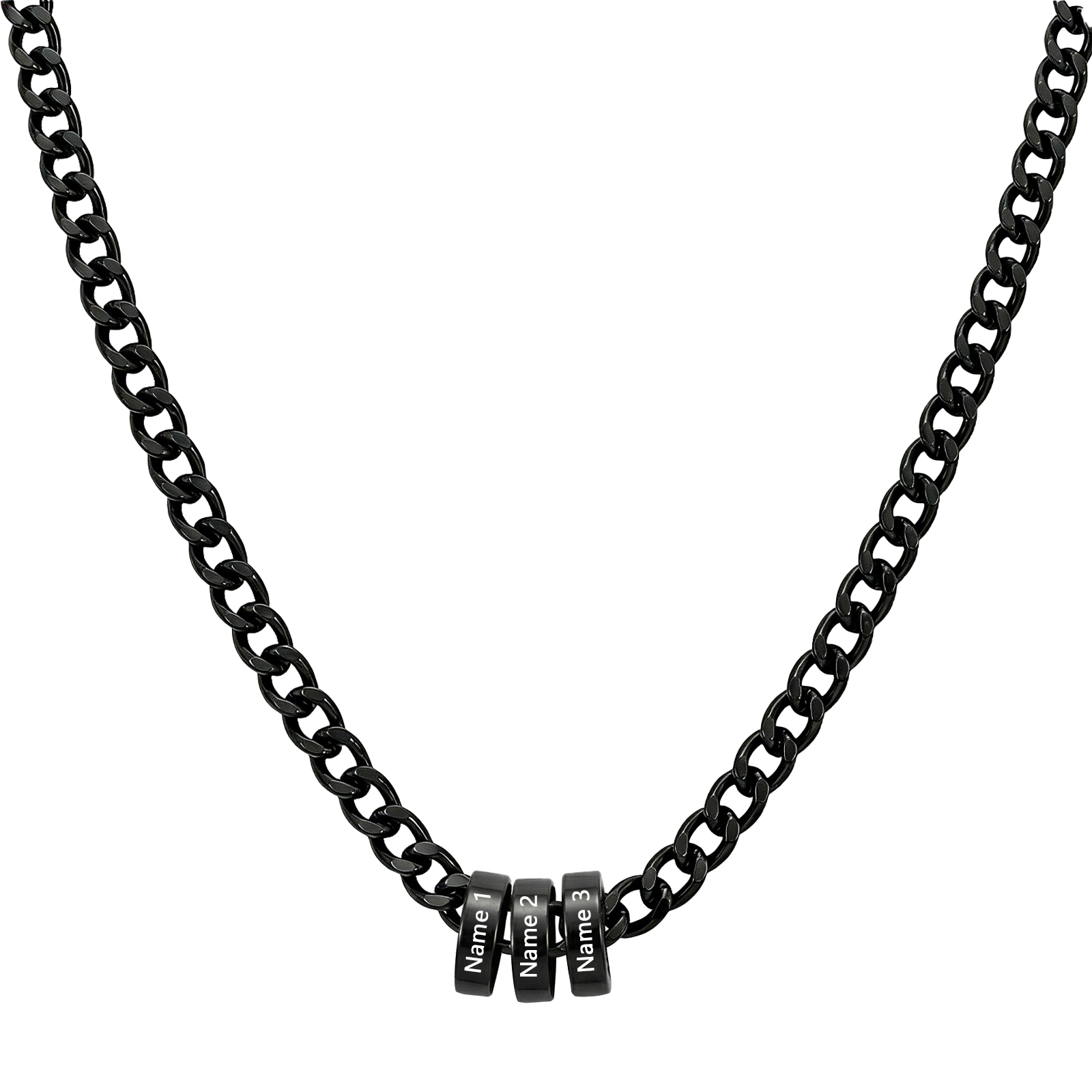 Personalisierte Herrenkette aus Edelstahl mit 2 bis 5 Namensperlen für Herren Papa Ehemann
