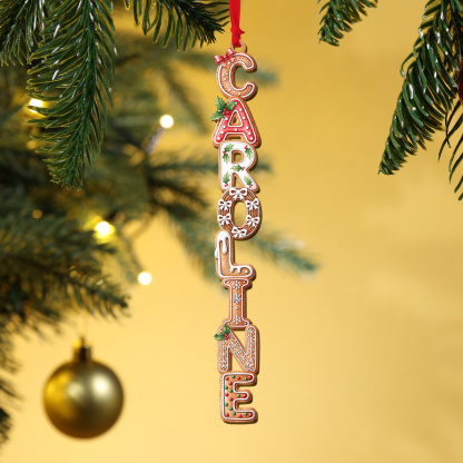 Personalisierter Lebkuchen-Namens-Weihnachtsbaumsanhänger