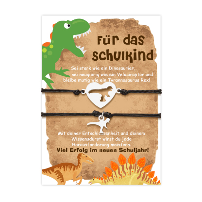 Dinos Armbänder Set- Für das Schulkind Viel Erfolg in neuen Schuljahr-Schulanfang Geschenk mit Nachrichtenkarte