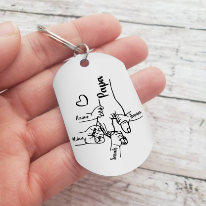 Personalisierbare 4 Namen Papa Hand Schlüsselanhänger-Lieber Papa du hast ja bereits uns-Geschenk für Vater Vatertag