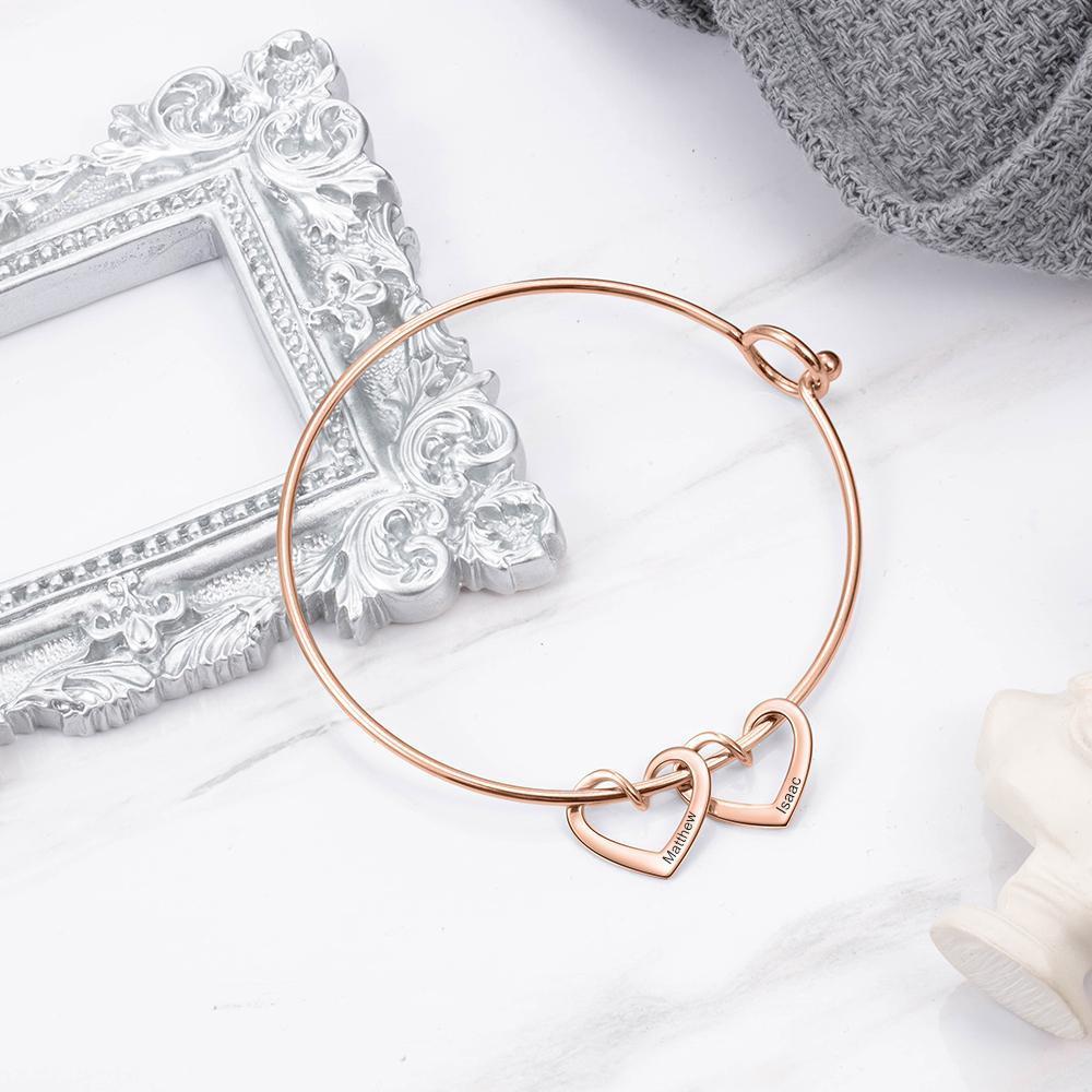 Damen Armband mit Gravuren 2 Herzen