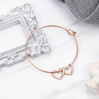 Damen Armband mit Gravuren 2 Herzen