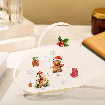 Personalisierte 2 Namen Lebkuchenmann Familie Weihnachten Acryl-Deko-Schreibtischdekoration
