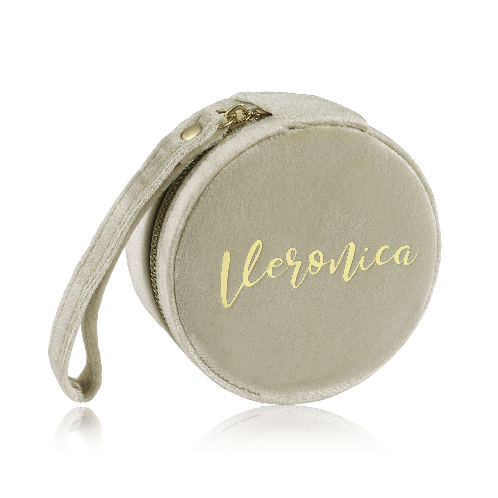 Personalisierter Name Rund Velvet Schmuckaufbewahrung Mit Spiegel Schmuckzubehör Aufbewahrungsbox für Schmuck