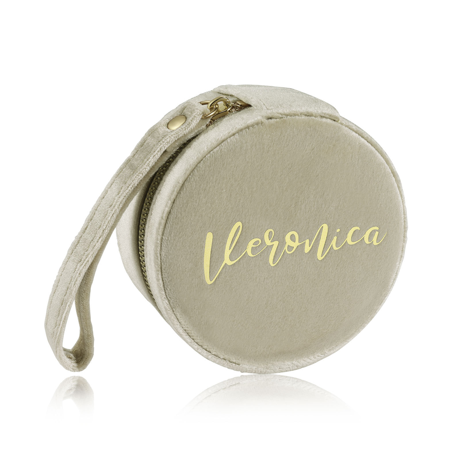 Personalisierter Name Rund Velvet Schmuckaufbewahrung Mit Spiegel Schmuckzubehör Aufbewahrungsbox für Schmuck