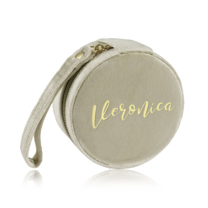 Personalisierter Name Rund Velvet Schmuckaufbewahrung Mit Spiegel Schmuckzubehör Aufbewahrungsbox für Schmuck