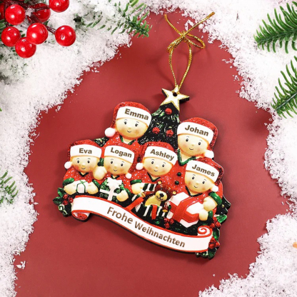Holz Personalisierte 6 Namen & Text unter dem Weihnachtsbaum Anhänger mit 6 Familienmitgliedern Weihnachtsornament 