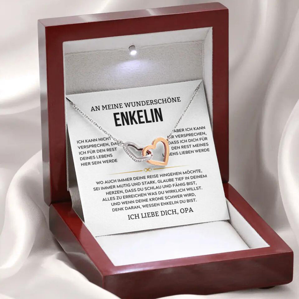925 Sterling Silber Herz Halskette-An Meine Wunderschöne Enkelin von Opa-Geschenk mit Nachrichtenkarte 