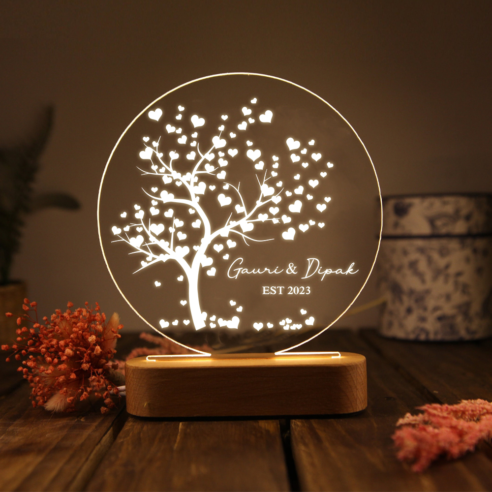 Liebesbaum Nachtlicht Personalisierte Text & Datum-Geschenk für Paare