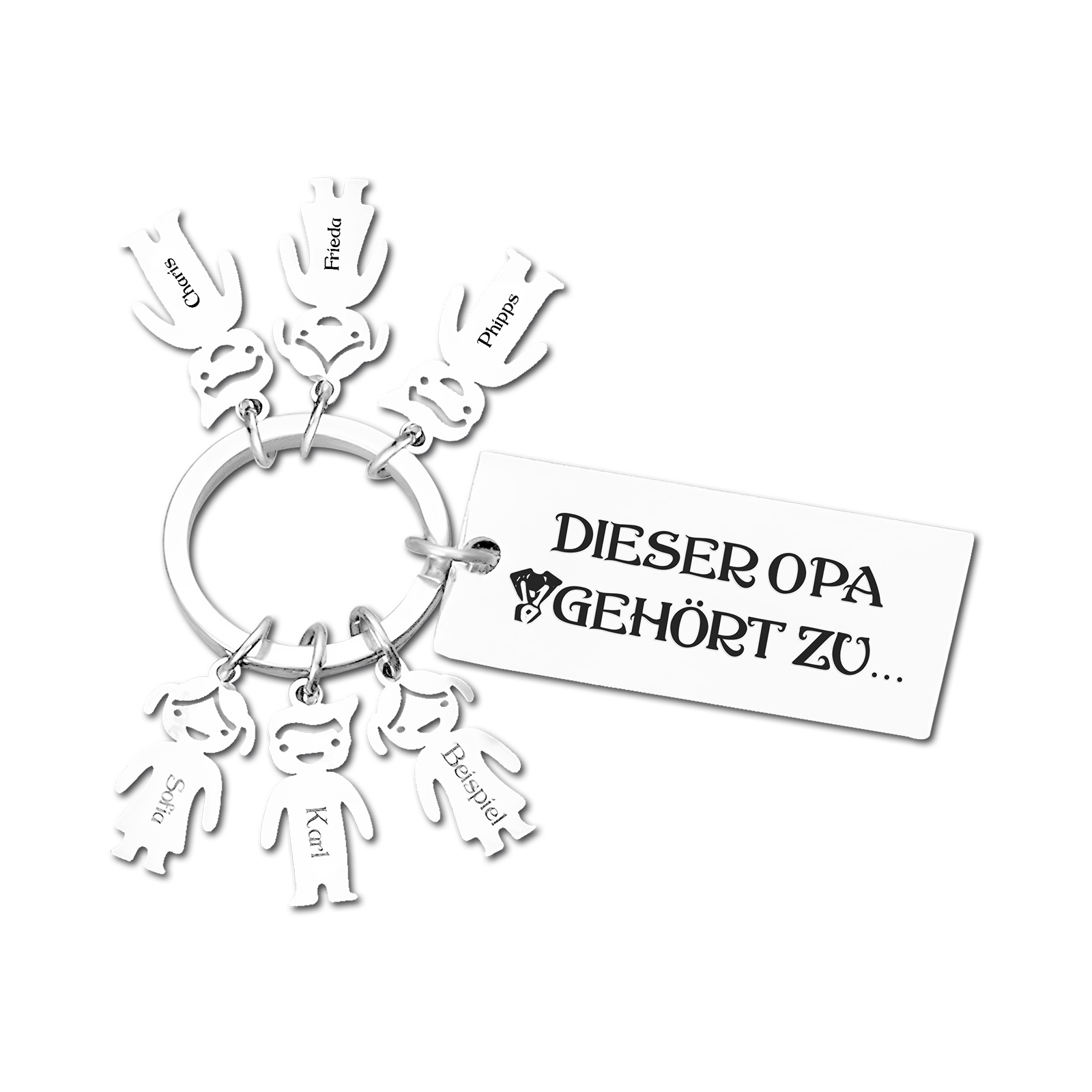 Personalisierbarer 6 Namen Schlüsselanhänger-Dieser Opa gehört zu-Geschenk für Großvater