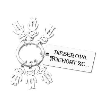 Personalisierbarer 6 Namen Schlüsselanhänger-Dieser Opa gehört zu-Geschenk für Großvater