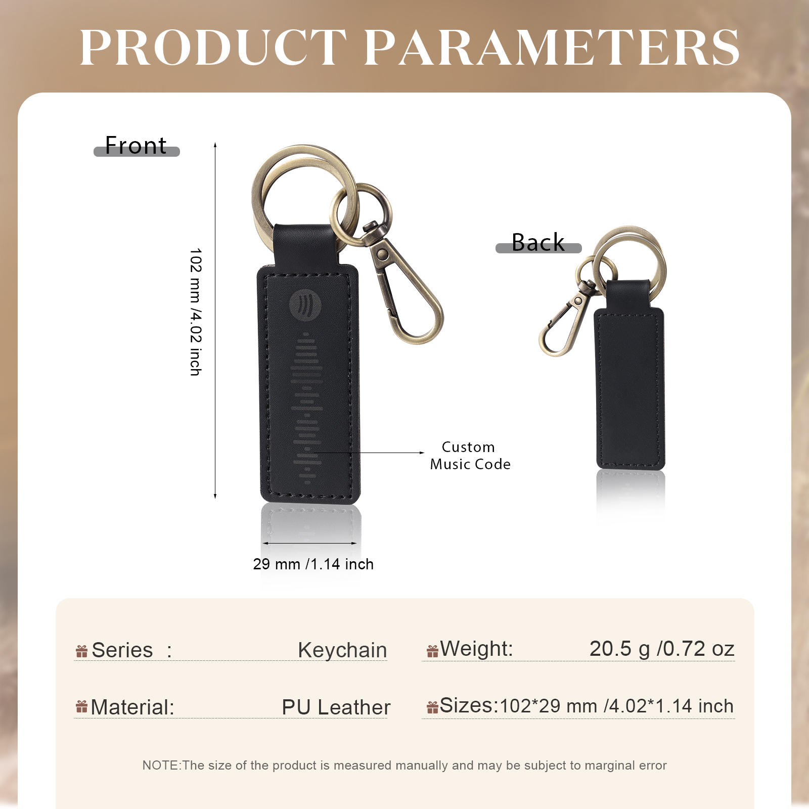 Personalisierter Spotify Code PU Leder Schlüsselanhänger