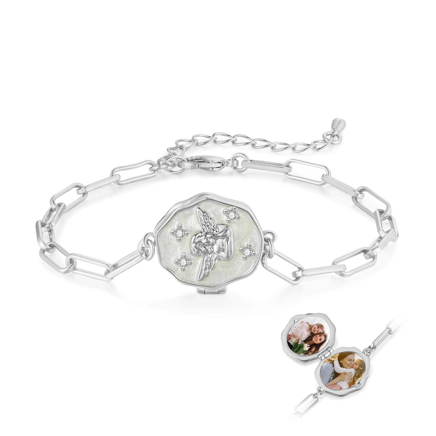 Personalisierbares Schutzengel Foto-Medaillon Armband, Geschenk für Mama