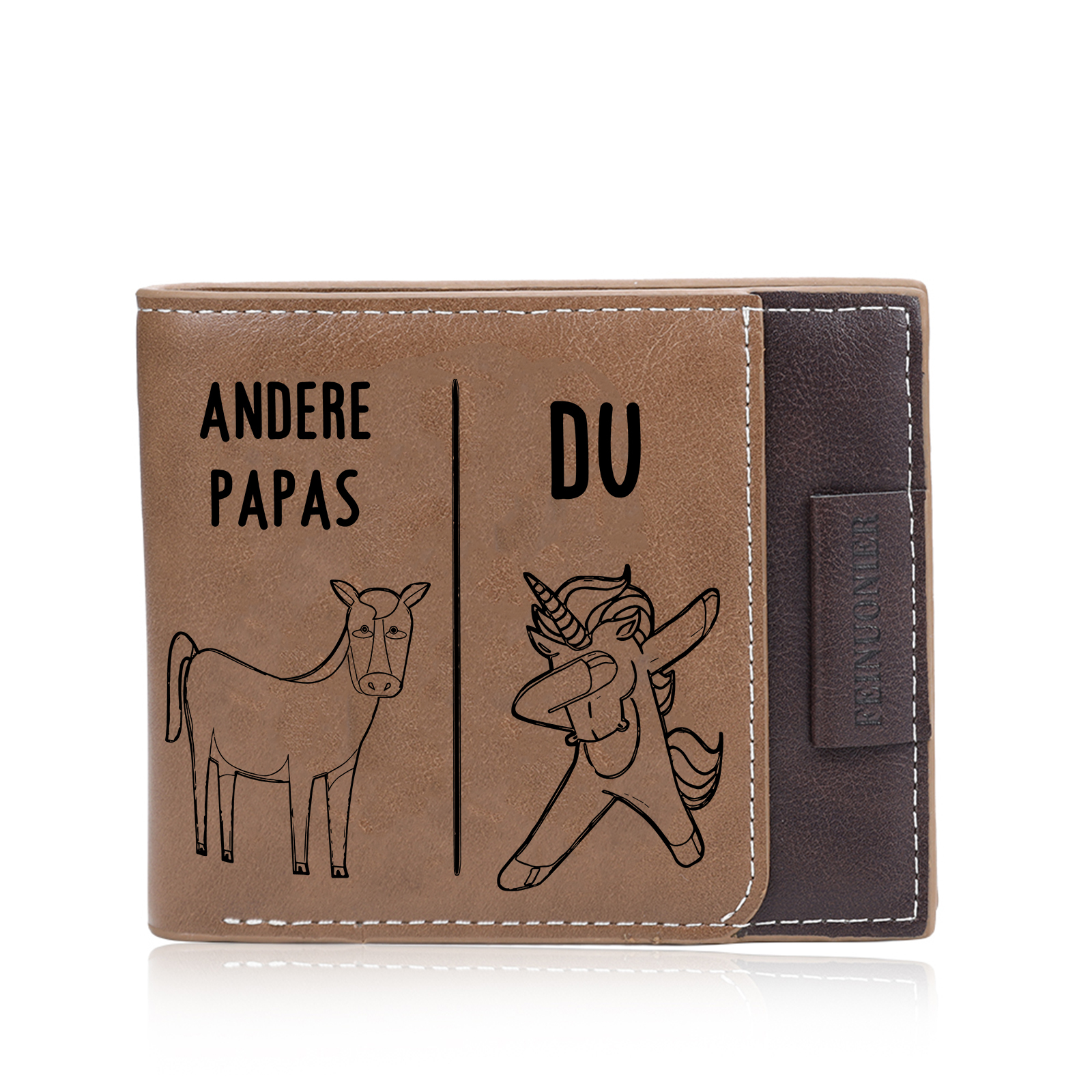 Herren Personalisierter Text & Foto Leder Andere Papas vs Du Geldbörse Geschenk für Vater