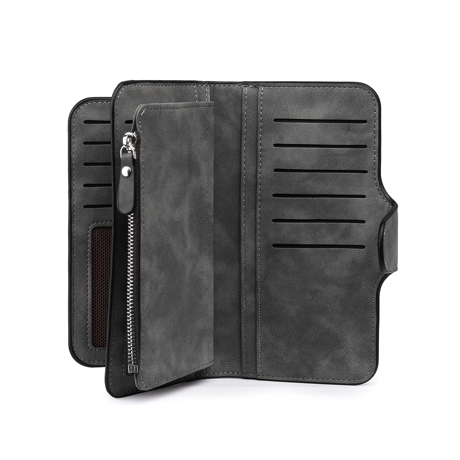 Damen Personalisierter Name & Buchstabe & Foto & Text PU Leder Geldbörse Langes Portemonnaie mit Reißverschluss