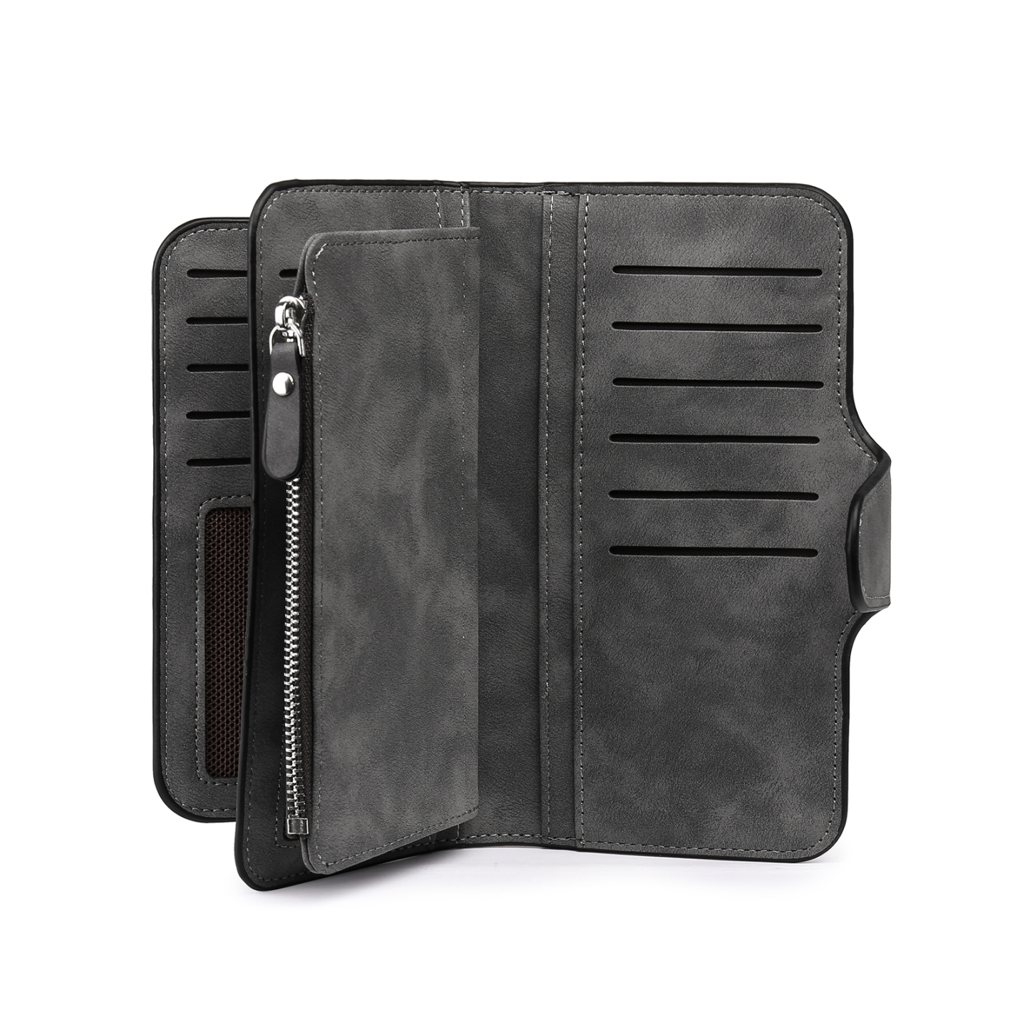 Damen Personalisierter Name & Buchstabe & Foto & Text PU Leder Geldbörse Langes Portemonnaie mit Reißverschluss