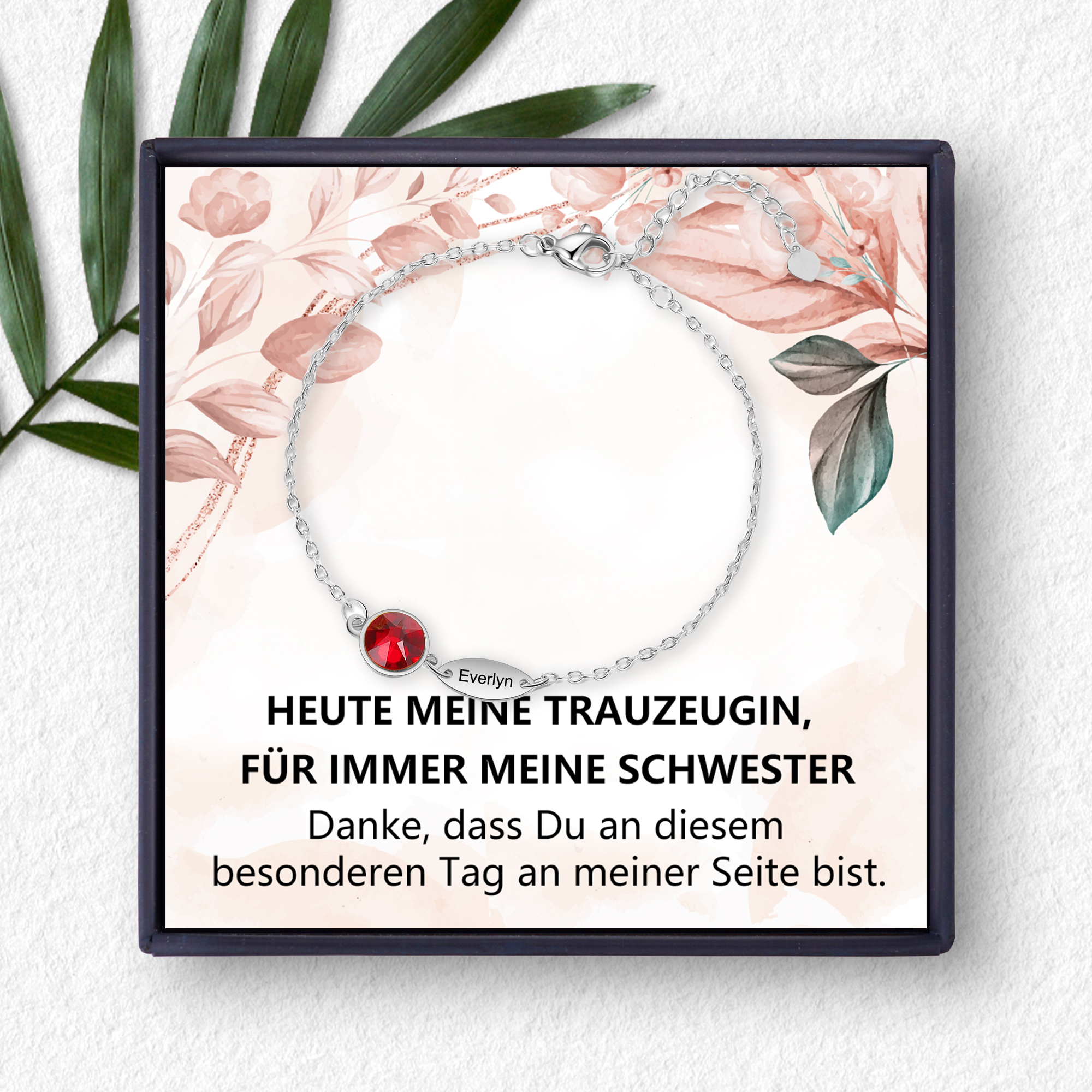 Personalisierter Name & Geburtsstein Armband-Heute meine Trauzeugin, für immer meine Schwester-Geschenk für Trauzeugin Hochzeit Geschenk
