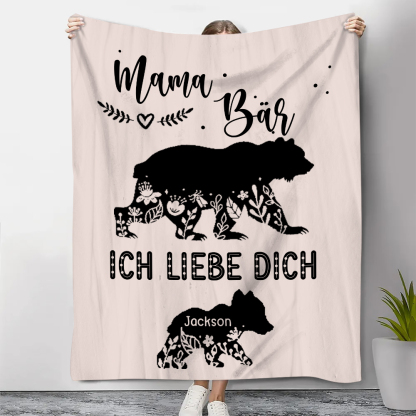 Personalisierbarer 1 Name Mama Bär Ich liebe dich Rosa Decke - Geschenk für Mutter