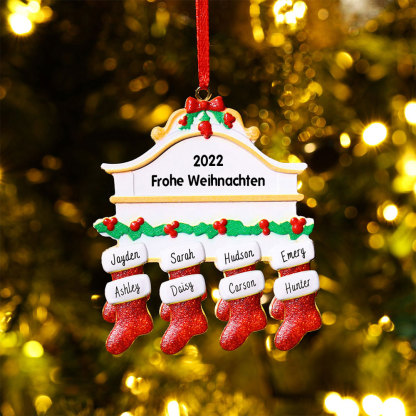 Holz Weihnachtsornament-Personalisiertes 8 Namen Text Rot Strümpfe Ornament Weihnachten Anhänger