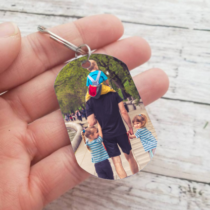 Personalisierbares Foto & 3 Namen Papa Faust Schlüsselanhänger-Geschenk für Vater