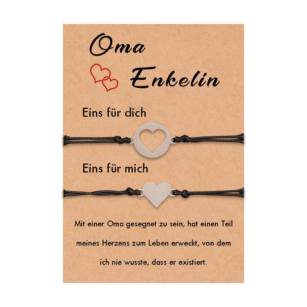 Herz Armbänder Set-Oma & Enkelin-Geschenk mit Nachrichtenkarte