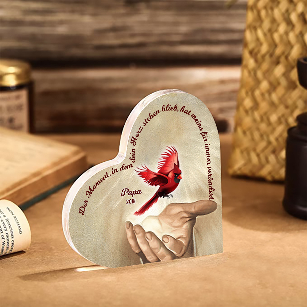 Personalisierter 1 Name & Jahr Rotkehlchen Acryl-Deko-Trauer Schreibtischdekoration