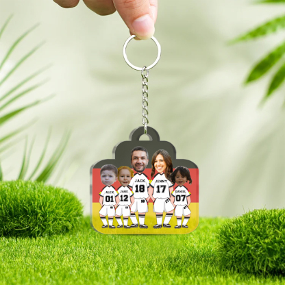 Personalisierte 5 Fotos & 15 Texte Fußballmannschaft Acryl Ornament/Schlüsselanhänger mit Schlüsselring