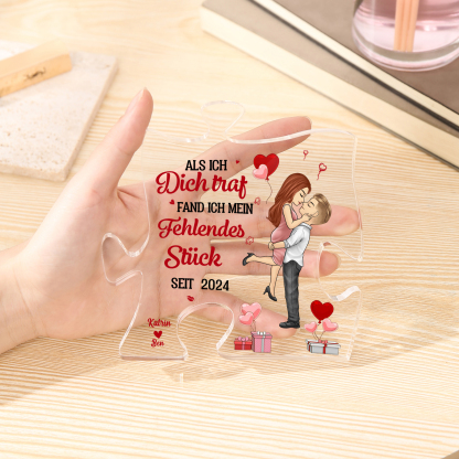 Personalisierte 2 Namen Puzzle Acryl-Deko-Als ich dich traf fand ich mein fehlendes Stück-Schreibtischdekoration für Paar