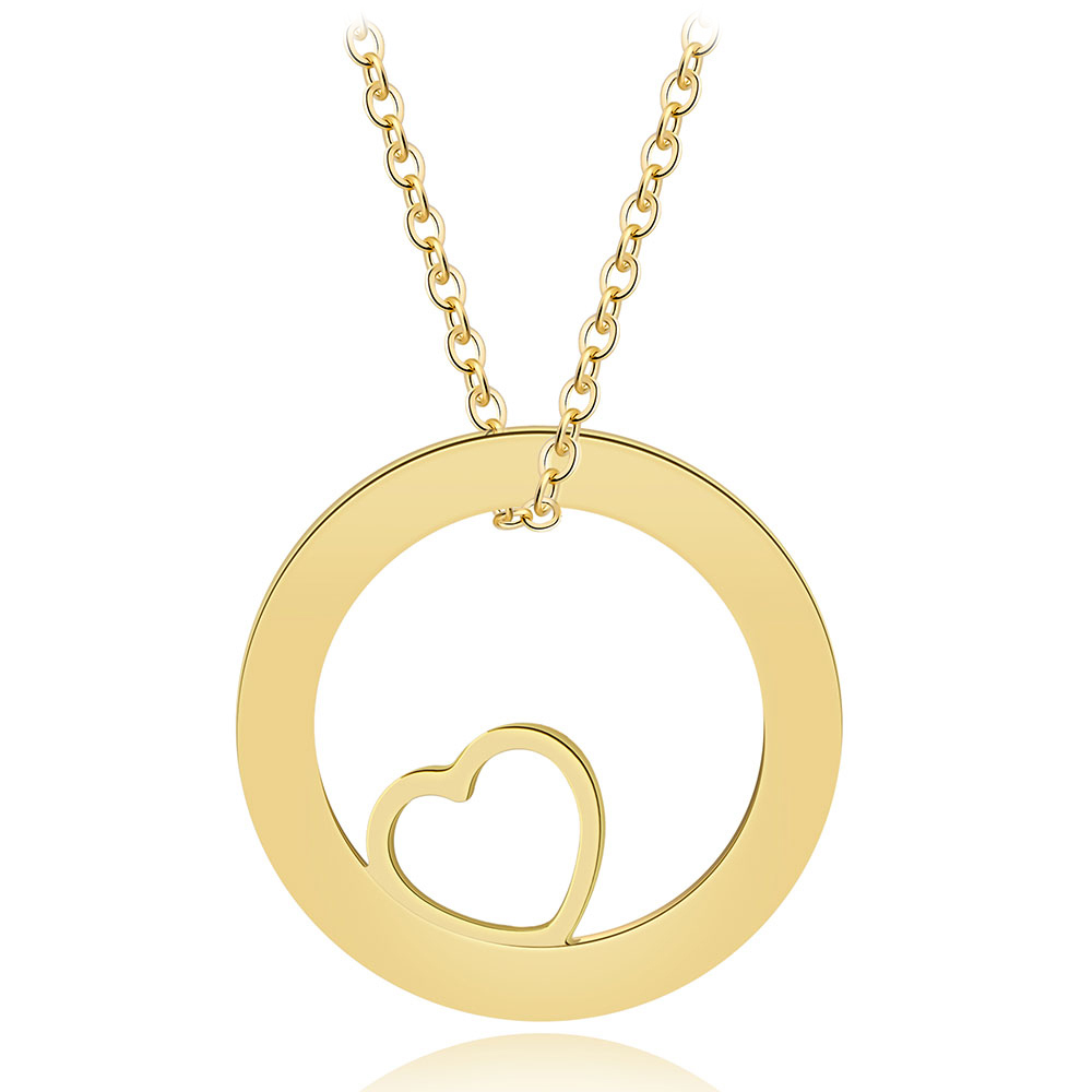 Personalisierbar Text Rund Kreis Herz Halskette 