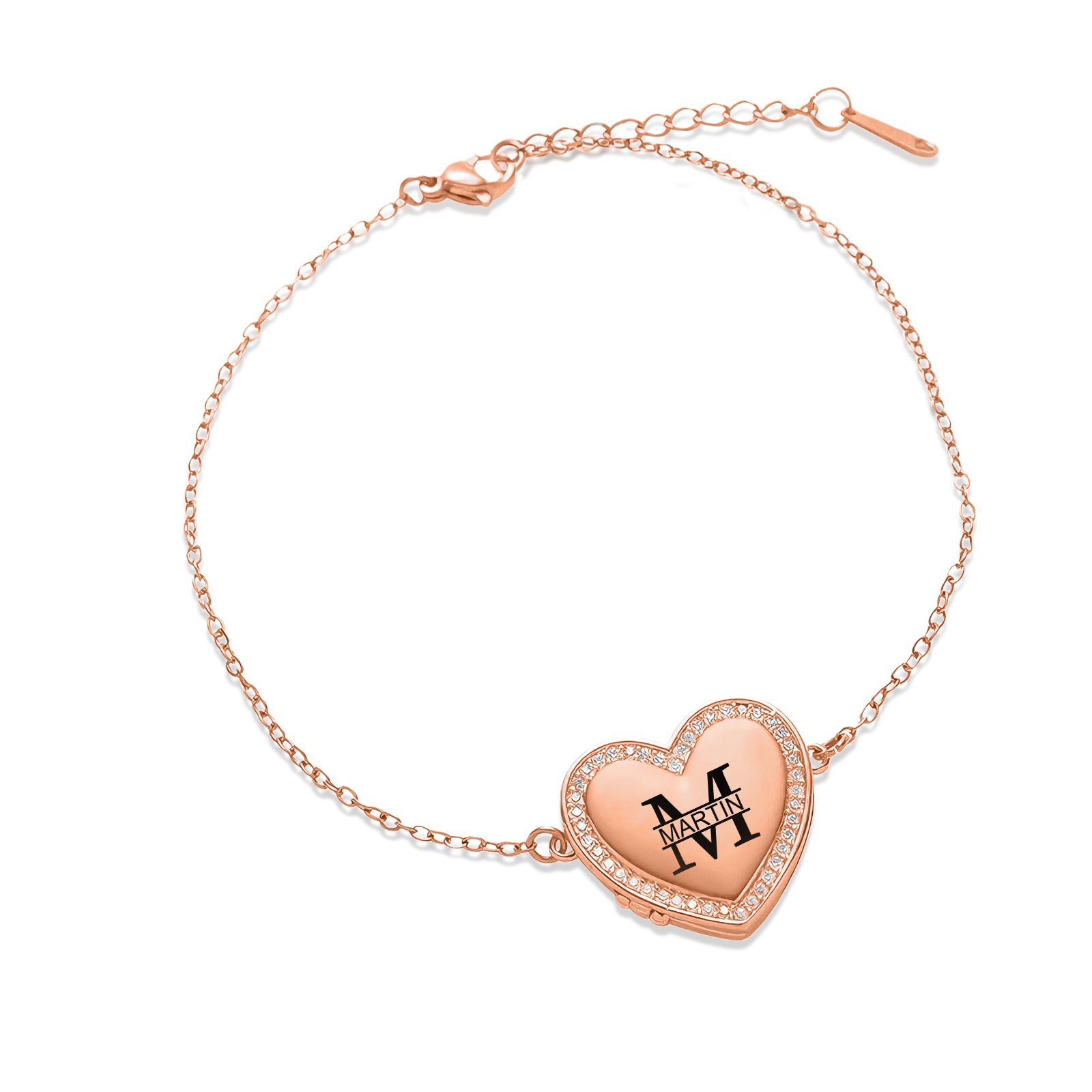 Personalisiertes Herz-Medaillon Armband mit Foto für Damen