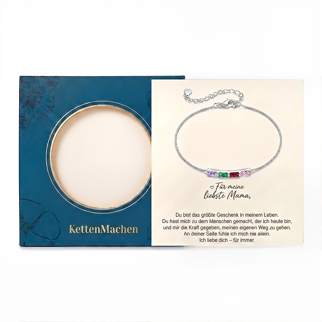 Personalisiertes Silberarmband aus 925 Sterling Silber mit 2 bis 6 Geburtssteinen Geschenk für Mama oder sie