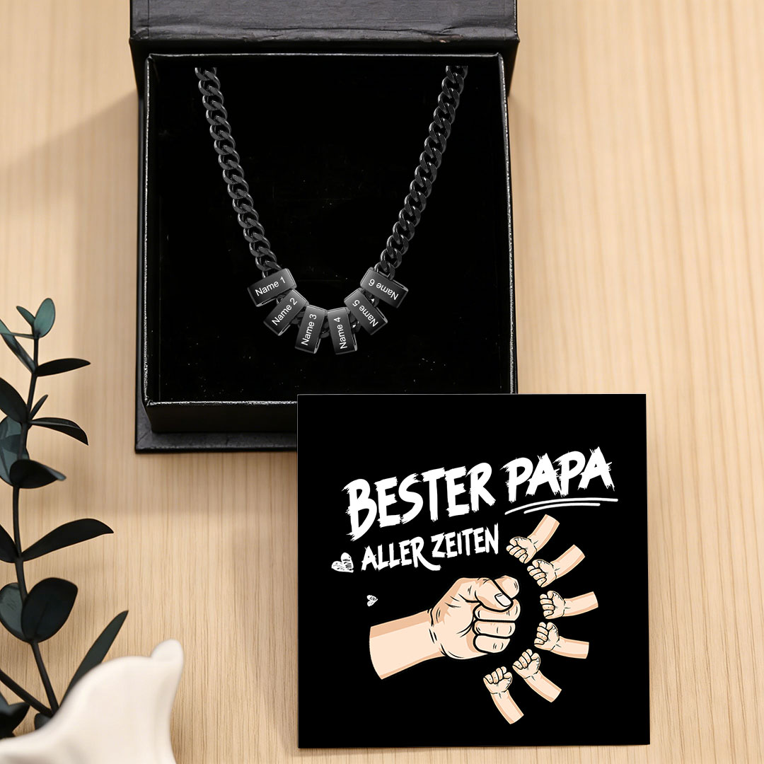 Personalisierte Cuban-Link-Halskette für Herren mit 1–6 Namen