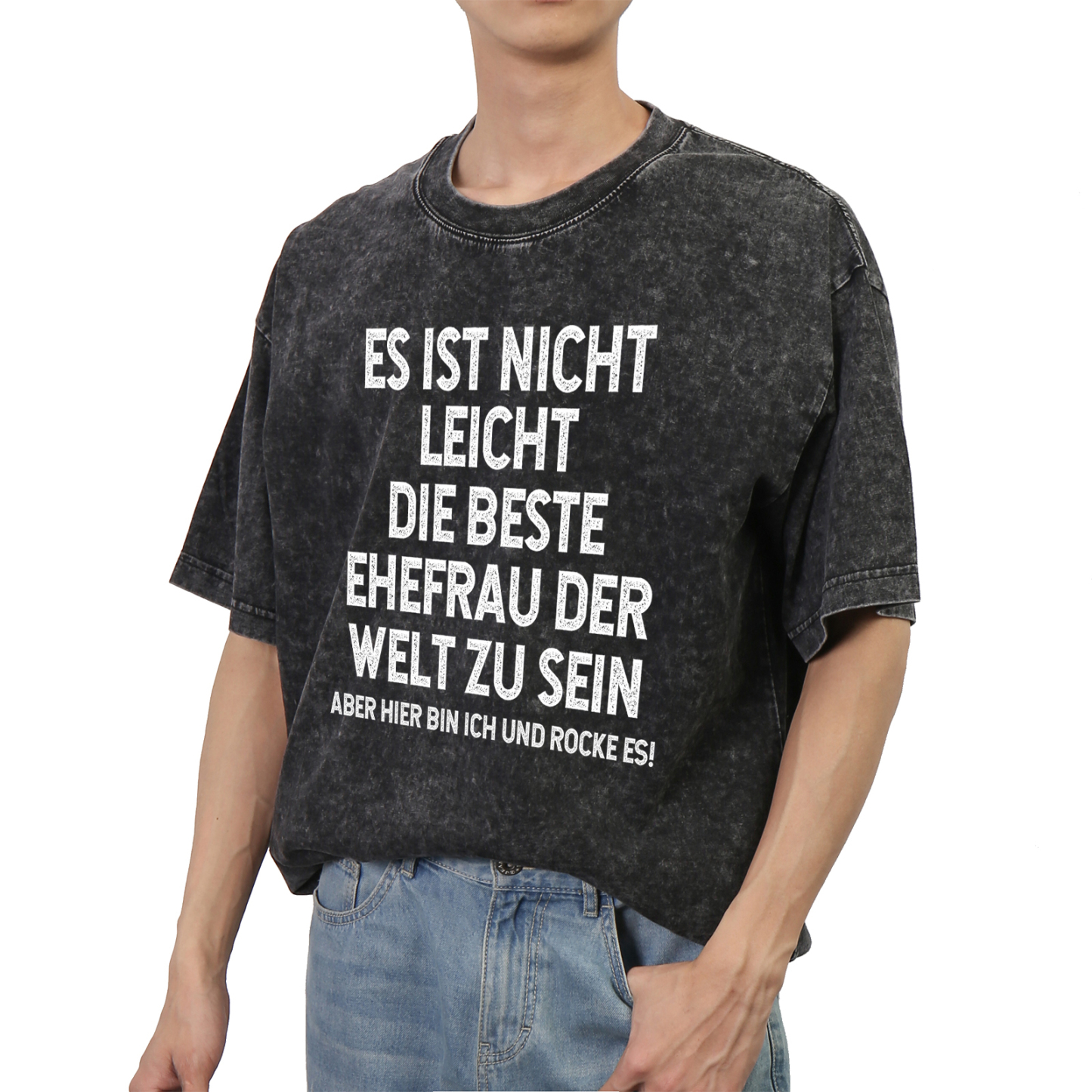 Personalisierte Paar Schwarz T-Shirts – Ehefrau- und Ehemann Designs in zwei Varianten