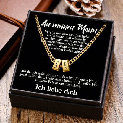 Herren-Halskette mit Namensperlen personalisiert – Geschenk für meinen Mann mit Kartenset