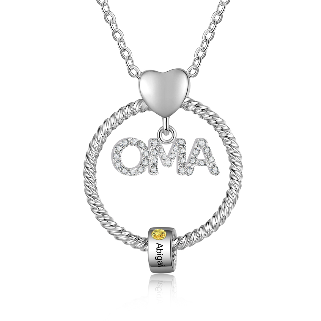 Personalisierte 1-5 Namen Gravur "OMA" Halskette mit 1-5 Geburtssteinen