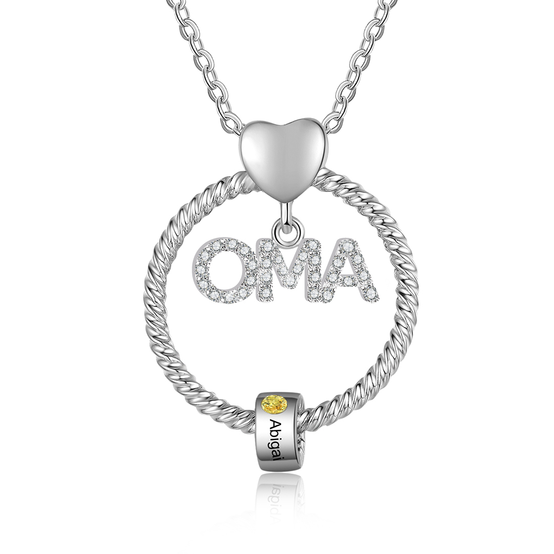Personalisierter 1 Name Gravur "OMA" Halskette mit 1 Geburtsstein